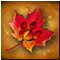 Осенний листок с отпечатком лапки U